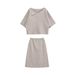 Fashion Flip Neck Knitted Sweater Top + Skirt Set_ecoleips.com