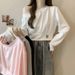 European American Style Short Sweatshirt For Petite Women, Autumn Loose Fit, Versatile, With A Diagonal Neckline And_ecoleips.com
