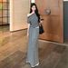 Black And White Striped Off-Shoulder Short-Sleeve T-Shirt For Women, Summer High-End Two-Piece Set With Drawstring_ecoleips.com