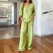 2026 New Model For Foreign Trade Clothing: Casual V-Neck Pullover Sleeve With Long Pants, Washed Cotton,_ecoleips.com