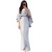 Elegant Satin Wrap Dress With Belt – Batwing Sleeve Midi Dress For Work & Evening (S-Xxl, Dusty Blue Poly-Cotton Blend)_ecoleips.com