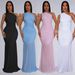 Women's Temperament Oblique Shoulder Dress C7370 Cross Border Fashion Solid Color Sexy Perspective European American Style Clothing_ecoleips.com