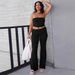 Women's Clothing Solid Color Tube Top Flared Trousers Fashionable Slim Suit_ecoleips.com