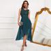 Elegant Mesh Layered Sleeveless Asymmetrical Hem Puffy Dress For Prom, Bridesmaid, Party, Evening Gown (Black/Red/Pink/Green, S/M/L/XL)_ecoleips.com