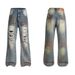 Women's Clothing High Street Washed Loose Wide Leg Pattern Wide Leg Printed Jeans Straight Trousers For Men_ecoleips.com