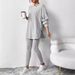 Women's Clothing Solid Color Fashion Ribbed Loose Hooded Long Sleeved Top Threaded Trousers Suit_ecoleips.com
