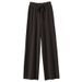 Autumn Winter New Korean Style Women's High Waist Warm Knitted Straight Ladies Solid Color Loose Wide Leg Pants_ecoleips.com