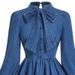 K Women's Sweet And Trendy Bow Tie Waist Slimming Denim Dress_ecoleips.com