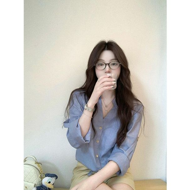 French Old Money Style Linen Long-sleeve For Women, Spring/summer Casual Outerwear With Drawstring Design, Short Shirt_ecoleips.com