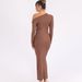 Women's Clothing Autumn And Winter New Hot Selling Oblique Shoulder Long Sleeved Hip Wrapped Long Skirt Fashionable Sexy Pleated Slim Dress_ecoleips.com