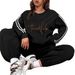 Premium Fleece Hoodie Jogger Set for Women Cozy Two-Piece Loungewear with Stylish Print in Black White Sizes S to XXL_ecoleips.com