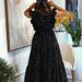 Women's Clothing New Black Full Body Flash Hot Diamond Small Flying Sleeve Waist Ruffle Long Skirt_ecoleips.com