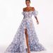 Women's Clothing Off Shoulder Fashion Organza Fairy Long Temperament Evening Dress_ecoleips.com