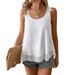 Cross-Border Summer Holiday Women's Solid Color Swiss Embossed Simple Daily Lace Trim Sleeveless Tank Top_ecoleips.com