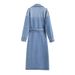 Oversized Denim Trench Coat For Women – Long Streetwear Jacket With Double-Breasted Buttons & Detachable Belt, Vintage Wash For Fall/Winter_ecoleips.com