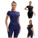 Women's Clothing Short Sleeved Zippered Boxer Swimsuit Female Sexy Three Quarter Pants Surfing Suit Tight Diving Suit Swimsuit_ecoleips.com