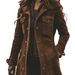 Vintage Brown Suede Jacket For Women - Long Sleeve Retro Faux Leather Coat With Lapel Collar, Gothic Style Distressed Outerwear_ecoleips.com