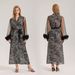Aria Basics Cross-border European And American Wildberries Lace Long-sleeve Zebra Print Pearl Chiffon Home Wear Robe 3588_ecoleips.com