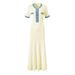 Verve Denim Patchwork French Style Robe Spring Summer New Two-Piece Slim Fit Knitted Long Dress_ecoleips.com