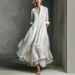 French Style Flowy Maxi Shirt Dress - Lightweight Summer Dress With Full Skirt For Women_ecoleips.com