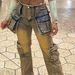 European And American Street Style Patchwork Multi-Pocket Jeans For Women, Trendy Straight-Leg Pants_ecoleips.com
