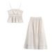ZARW's Self-designed Fashionable Hollow-out Embroidered Camisole Top Skirt Set, European And American Style New Summer_ecoleips.com