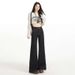 American-style Denim Flared Jeans Women, Dark Blue, Non-tight-fitting, Casual Straight-leg Bell-bottom Pants, Available_ecoleips.com