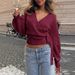 2026 Spring Cross V-neck Bottoming Knitted Sweater Autumn And Winter Irregular Straps Elegant Short Top Women_ecoleips.com