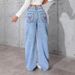 2025 Summer New Cross-Border American Retro Drapey Jeans For Women, High-Waisted, Wide-Leg, Loose, Straight-Leg Long_ecoleips.com