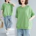 Large Size Women's Clothing Summer Loose Large Size Meat-covering And Thin Top Solid Color Round Neck Age-reducing Short-sleeved T-shirt_ecoleips.com