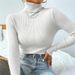 Women's Slim Fit High Neck Knitted Sweater Pullover - Soft Stretch Casual Long Sleeve Tops For Fall Winter (20 Colors, S-4XL)_ecoleips.com
