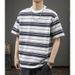 Heavyweight Digital Print Men's Summer Thin Striped Short-Sleeved T-Shirt American Style Slimming Women's Fashion Top_ecoleips.com
