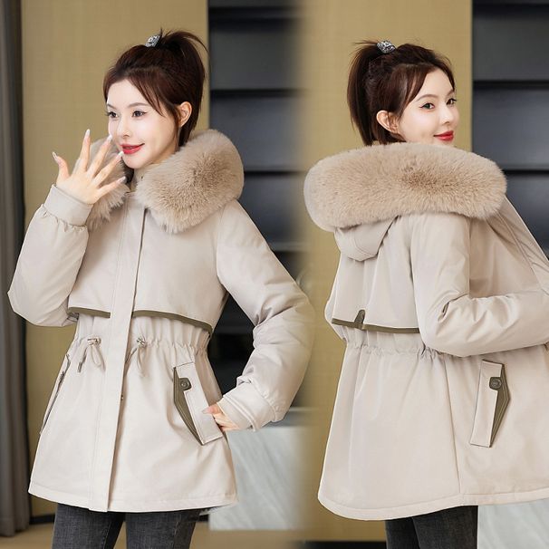 Korean Style Reversible Winter Parka For Women - Detachable Hood, Thick Cotton Padding, Warm & Stylish Outerwear_ecoleips.com