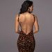 Women's Clothing Round Neck Sleeveless Pleated Slim Hip Wrapped Evening Leopard Print Sexy Bare Back Long Dress_ecoleips.com