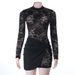 Sheer Lace Bodycon Dress With Ribbon Tie – Sexy Long Sleeve Mini Dress For Women Fashion Trends Sensual & Stylish_ecoleips.com