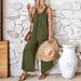 "Women's Sleeveless V-Neck Wide Leg Jumpsuit With Pockets - Summer Casual Romper For European & American Style"_ecoleips.com