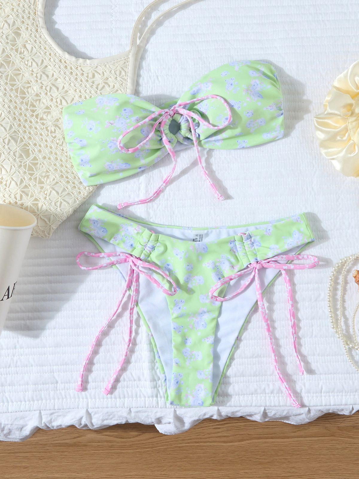 2026 Women's Cute Printed Bikini Swimsuit Regular Size Polyester Nylon Spring/Summer Vacation Sexy Style Huludao_ecoleips.com