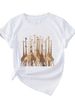 European And American Cross-border Foreign Trade Women's Giraffe Pattern Round-neck Printed Short-sleeve T-shirt Top_ecoleips.com
