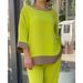 Women's Clothing Women's Loose Large Size Casual Round Neck Top Shirt Straight Pants Suit_ecoleips.com
