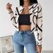 Elegant Women's Abstract Print Cardigan Top Fashion Casual Autumn/Winter New Style_ecoleips.com