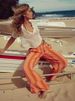 K Striped Wide Leg Pants Women's New Loose Casual High Waisted Slimming Pants_ecoleips.com