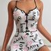 New Women's Fashion Backless Heart Print Color Block Front Split Strap Nightdress Set For Ladies_ecoleips.com