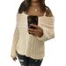 Women's Clothing Lace One Shoulder Sling Knit Sweater_ecoleips.com