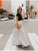 K New Large Size Mid-Waist Pleated Midi Skirt Women's Fashion Flared Long Skirt With Ruffles_ecoleips.com