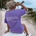 Women's Round Neck Slogan Print T-Shirt Short Sleeve Casual Versatile Lightweight Top_ecoleips.com