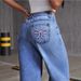 Bowknot Embroidered Jeans For Women Y2K Straight Loose Long Pants High Waist Slimming_ecoleips.com