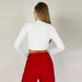 Voya Women's Irregular Round Neck Ultra Short Sexy Long Sleeved T-shirt Fashion Top_ecoleips.com