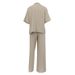 K New Commuter Set Women's Flip Collar Five Sleeve Cardigan Top Loose Wide Leg Pants Two Piece Set_ecoleips.com