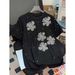 Plus-Size Embroidered Floral T-Shirt – Elegant Beaded Blouse For Women, Loose Fit & Breathable (1XL-4XL, Black)_ecoleips.com