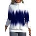 Women's Fashion Independent Store New Gradient Color Print Zipper Long Sleeve Winter Half Turtleneck Sweatshirt_ecoleips.com